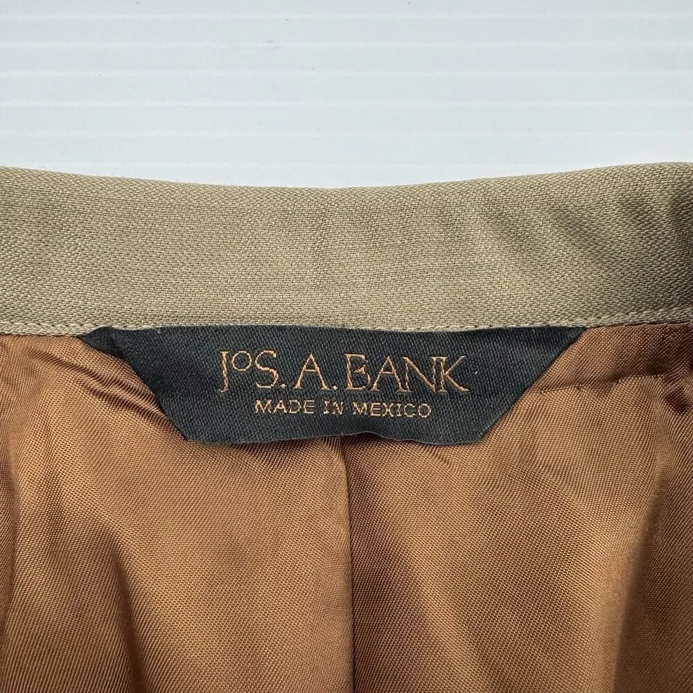 Jos A Bank Joseph Metropolitan 43R Tan 100% Wool Sport Coat Blazer 2 Button